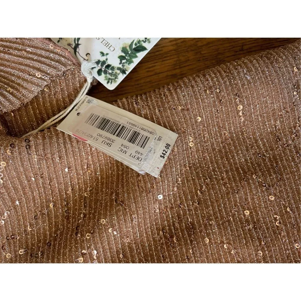 Chelsea & Violet Rose Hold Sequin Shimmer Girls Medium Top New